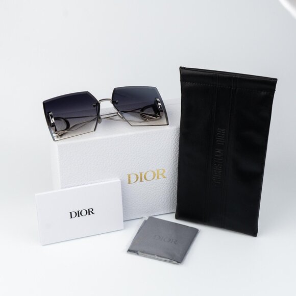 Dior 30MONTAIGNE S7U Women Sunglasses Palladium Silver Mirror Rectangle 16C - Picture 10 of 10